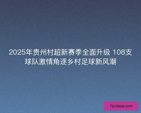 2025年贵州村超新赛季全面升级 108支球队激情角逐乡村足球新风潮
